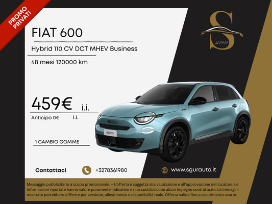 FIAT 600 Hybrid 110 CV DCT MHEV Business