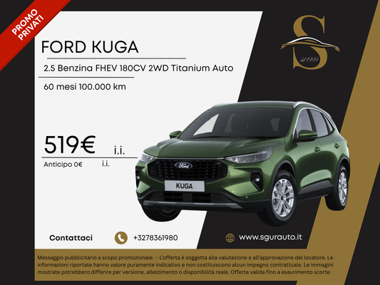 FORD KUGA 2.5 Benzina FHEV 180CV 2WD Titanium Auto