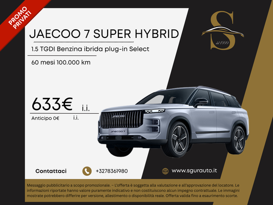 JAECOO 7 SUPER HYBRID 1.5 TGDI Benzina ibrida plug-in Select