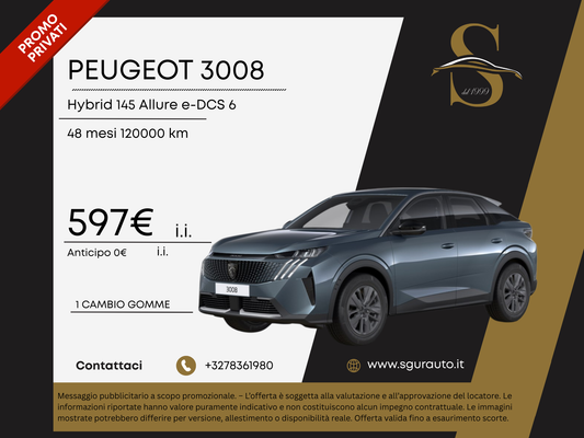 PEUGEOT 3008 Hybrid 145 e-DCS6 Allure