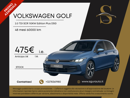 VOLKSWAGEN GOLF 2.0 TDI SCR 110KW Edition Plus DSG
